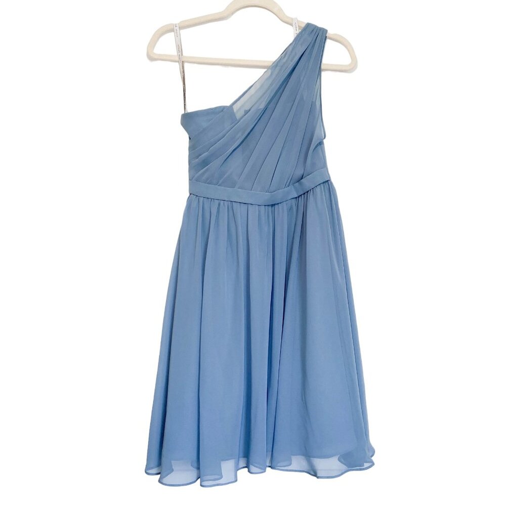 Alfred Angelo Size 4 Women's Blue Knee Length Chiffon Formal Dress